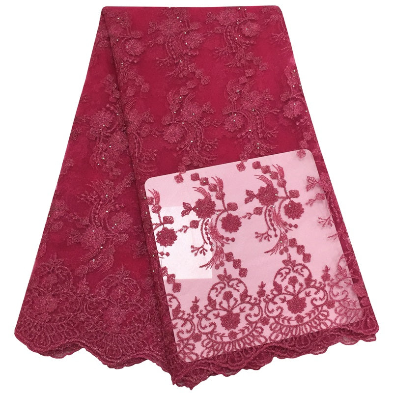 2025 Nigerian Embroidered Lace Fabric High Quality 5 Yards African Lace Fabric Lace Wedding Dress for Women party Dress .DIY SEWING