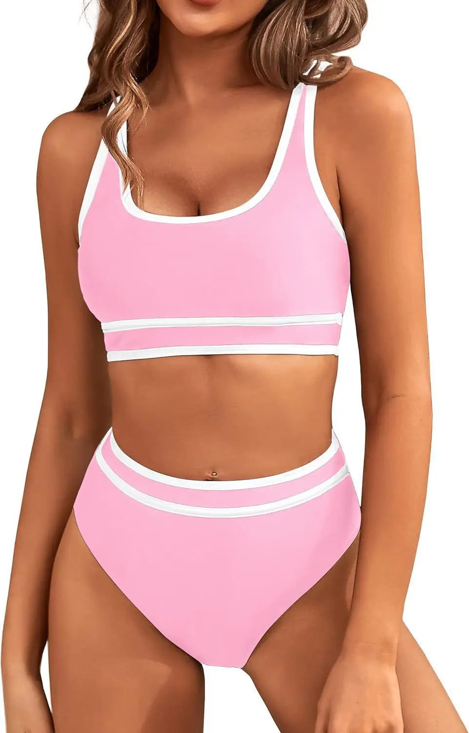 Sexy Solid Bikini 2024 Mujer High Cut Pleate Women's Swimsuit Separate Beach Bathing Suit High Waist Swimwear Biquini New