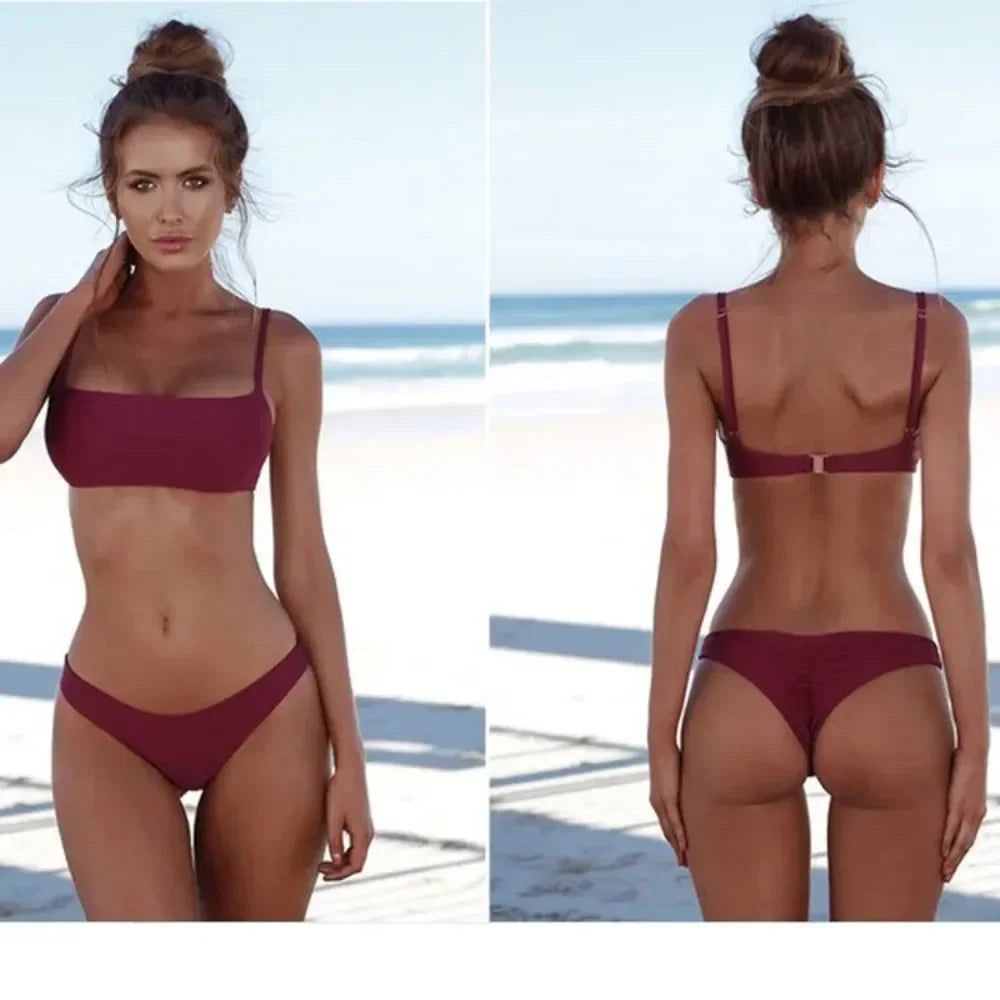 New Solid Sexy Bikini Set Women Swimming Suit Fashion Swimsuit Two-Piece Swimwear Bathing Suit Female Biquini S-XL Sets