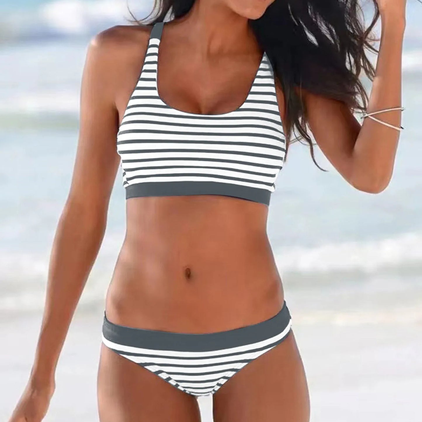 Men And Women Matching Swimsuits Women Striped Print Low Waisted Bikini Sexy Push Up Two Piece Bathing Suits for Boys 16-18