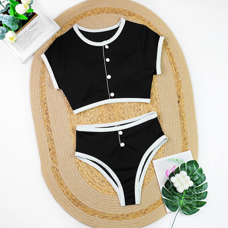 High Waist Bikinis 2025 Sexy Women Swimsuits Female Swimwear Bikini Set Bathing Suit Swimming Suits Beachwear Thong Biquini