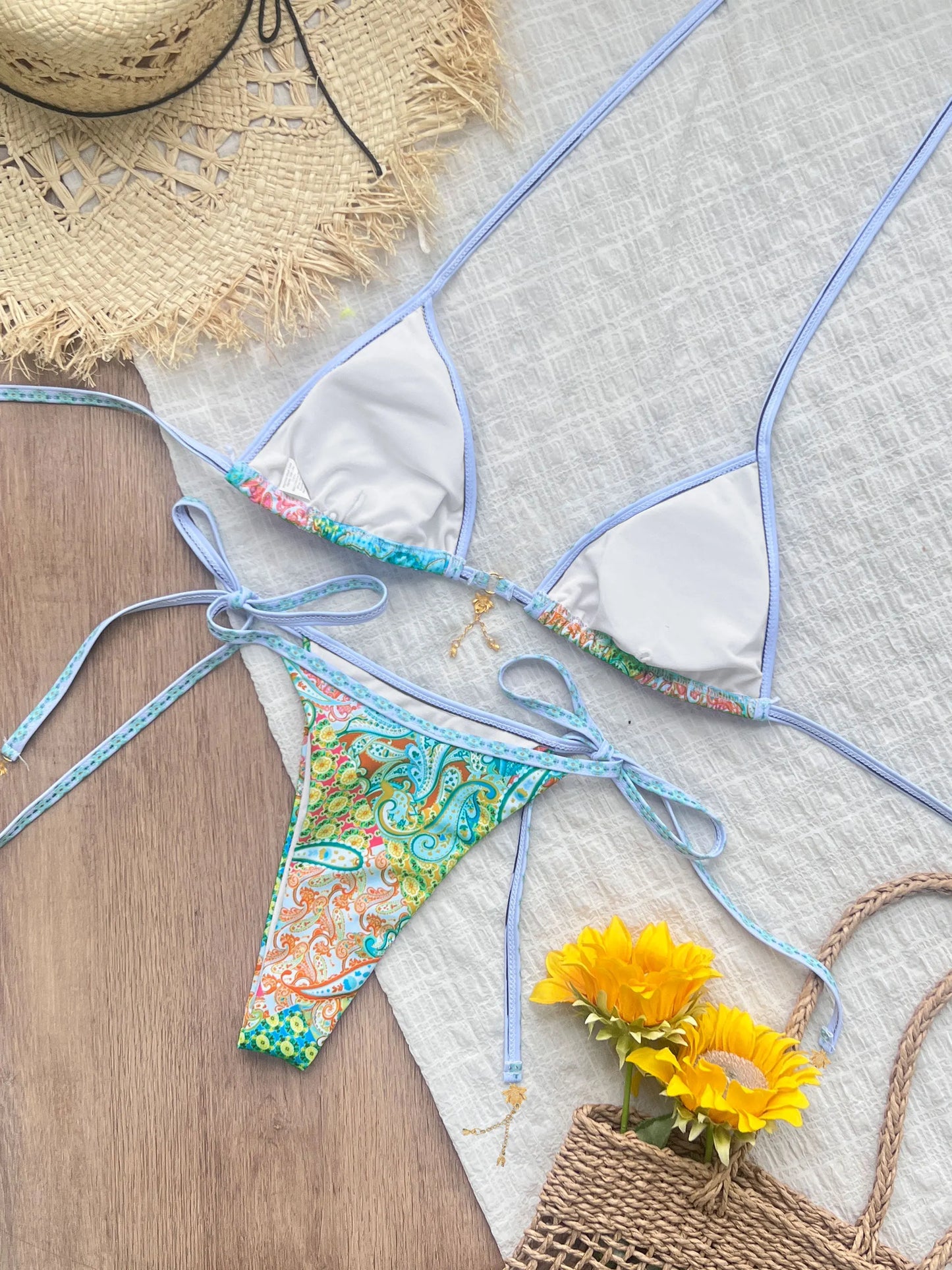 2025 Trend Trangle Stripped Micro Bikini Set Women Swimsuit Sexy Fashion Lady Biquini Swimwear Vacation Beachwear Female Clothes