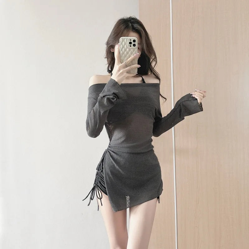 2025 New Swimsuit Women's Split Blouse Tie-dye Three-piece Set Fresh Wind To Cover The Belly and Look Thin Conservative Holiday