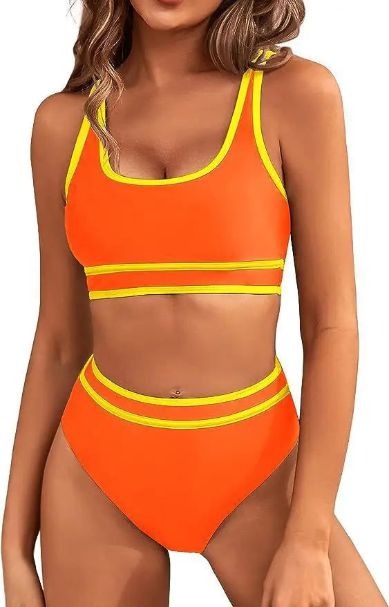 Sexy Solid Bikini 2024 Mujer High Cut Pleate Women's Swimsuit Separate Beach Bathing Suit High Waist Swimwear Biquini New