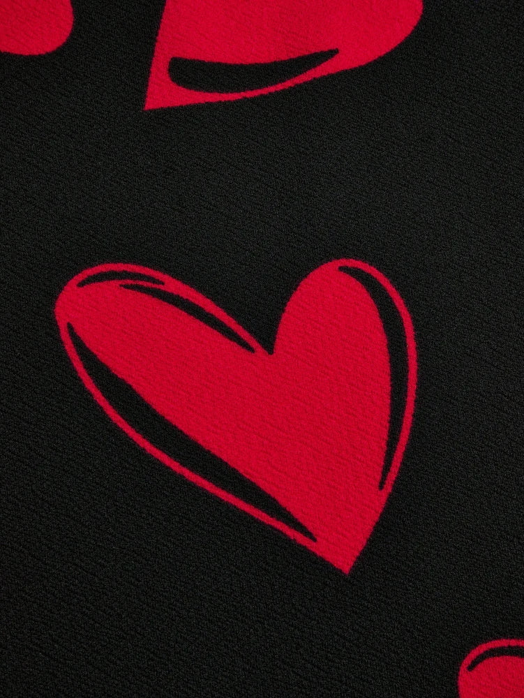 Plus Size Women's Red Heart Patchwork Round Neck Sleeveless Casual Dress for Valentine's Day and Summer