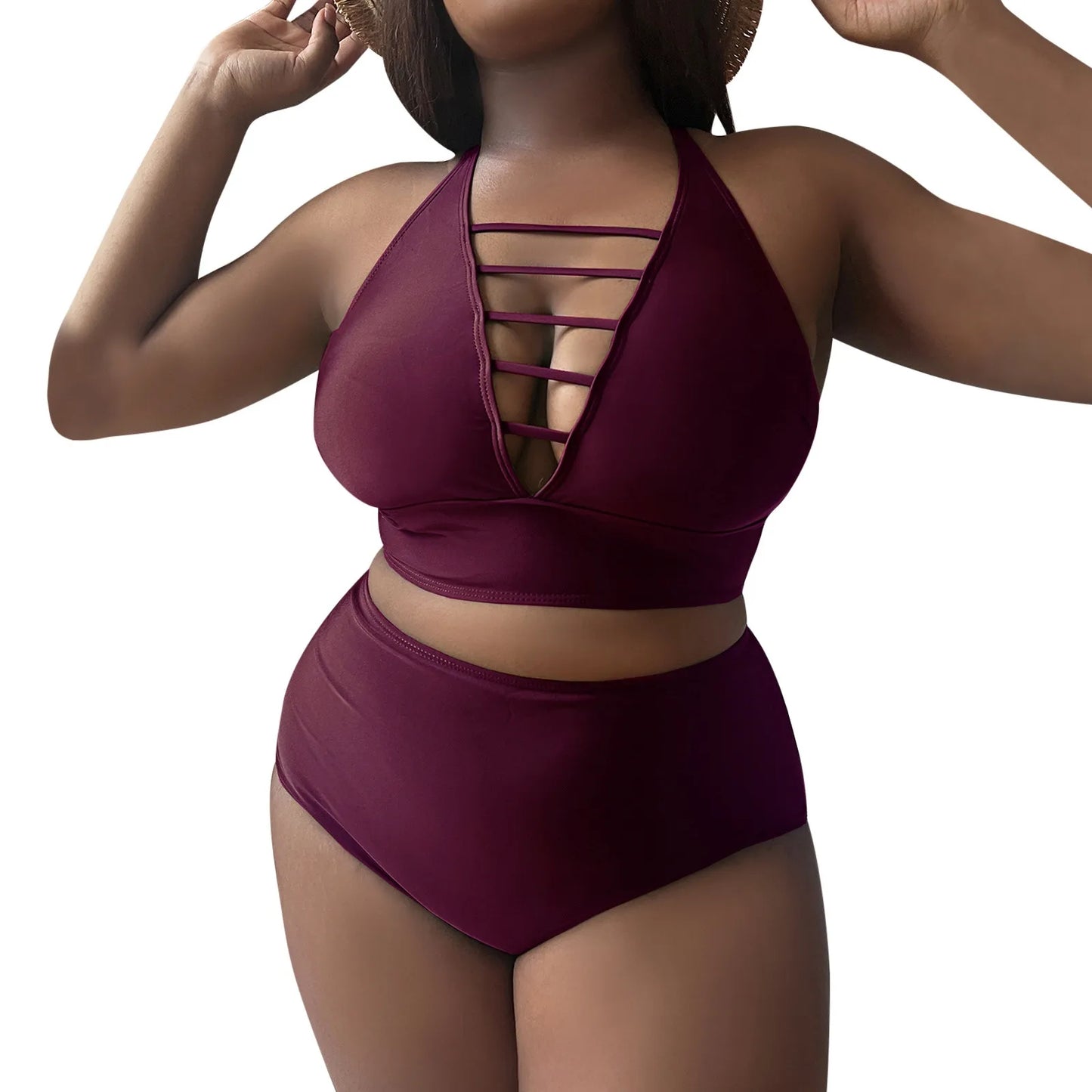 Plus Size Swimsuit Women Big Breast Bikini Set 2024 Sexy Two Pieces Bikinis High Waisted Swimwear Brazilian Bathing Suit