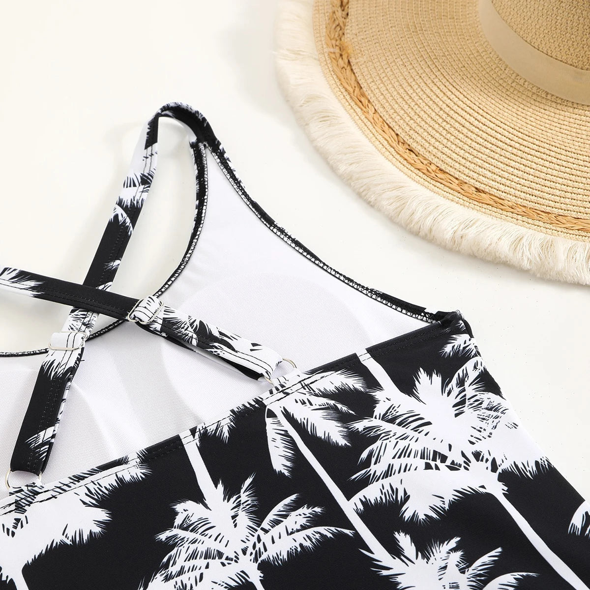 Vela Two-Piece Tight Bikini Set, Coconut Print Push Up Bra & High Elastic High Waist Bottoms - Stretchy Swimwear 2025