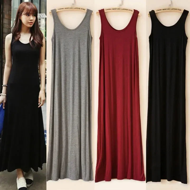 Backless Sleeveless Tank top Dress Women Slim Midi Long Bodycon Dresses