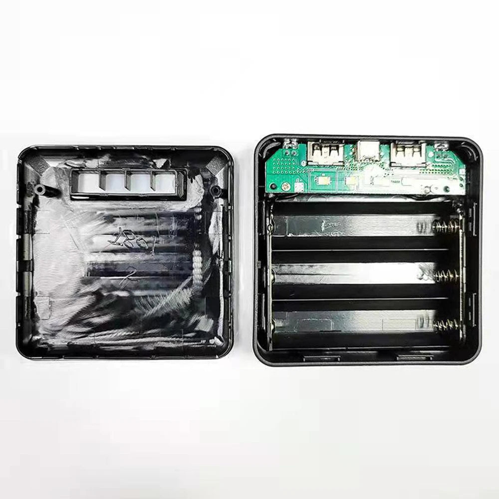 DIY 18650 Power Bank Case 4 in 1 Battery Charge Storage Box Shell Micro USB Type C with Flashlight For Charging Mobile Phones