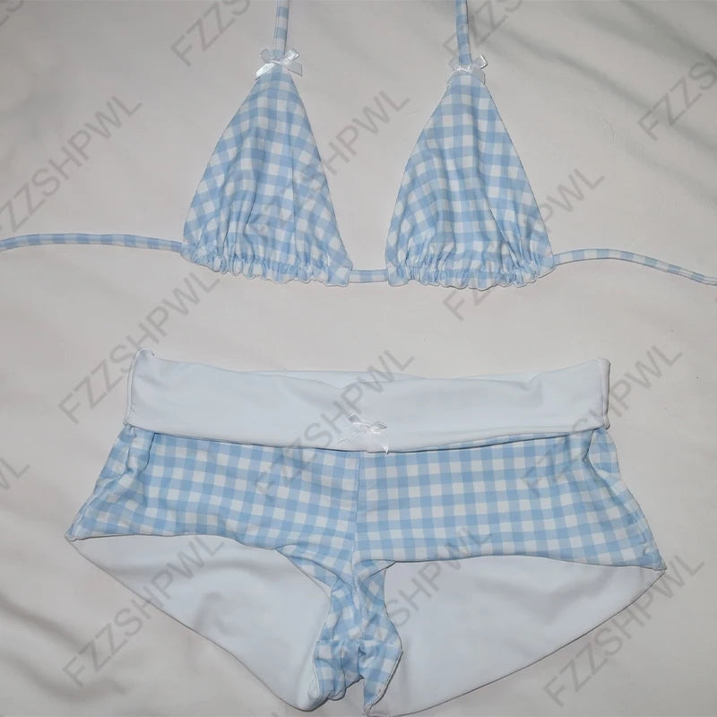 Sexy Slim Chic Women's Polka Dot Print Bikini Set Y2K Harajuku Hot Girls Goth Aesthetic Swimsuit Set Summer Beach Holiday Outfit