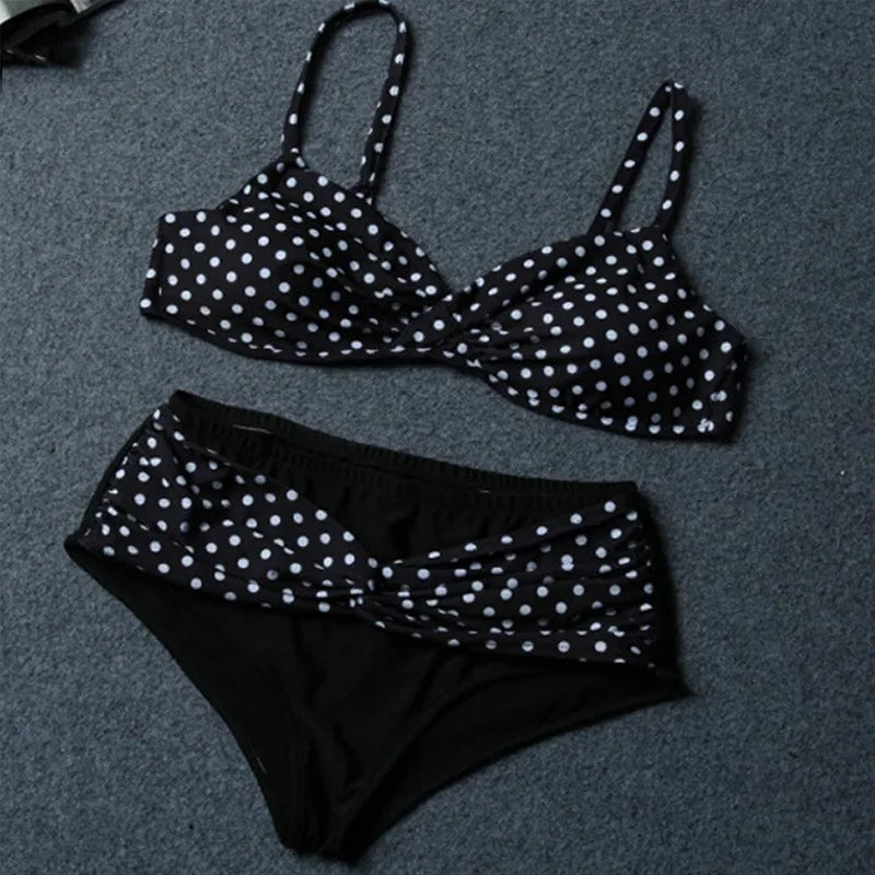 New Plus Size Swimwear Women Swimsuit Push Up Bikini Dot Beachwear Female Two Pieces Set Big Large Bathing Suit 5XL