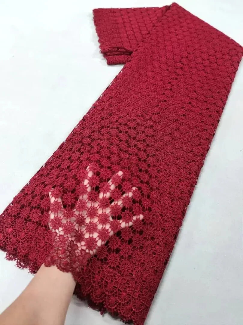 African Milk Silk Fabric With Water Soluble Lace 2025 High Quality Milk Silk Nigerian Mesh Lace Fabric For Wedding Dress