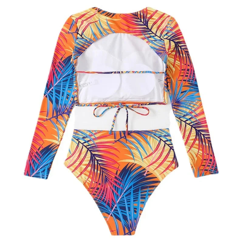 Hot Sale Of The Season High Waist String Bikini Sexy Long Sleeve Separate Swimming Suits Women Cross Border High Waist Rope Back
