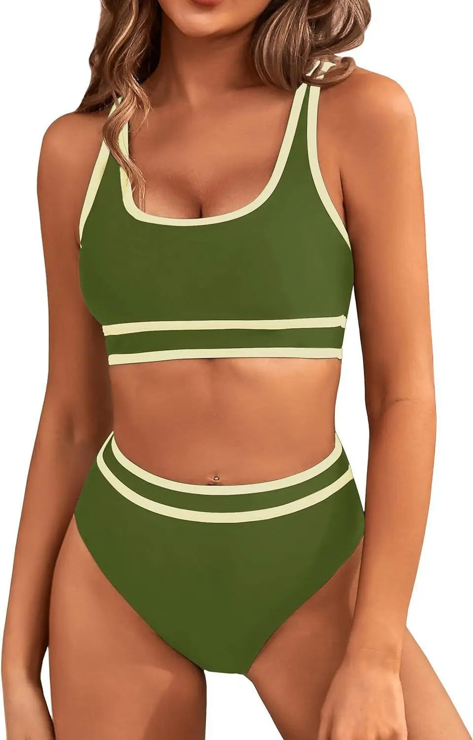 Sexy Solid Bikini 2024 Mujer High Cut Pleate Women's Swimsuit Separate Beach Bathing Suit High Waist Swimwear Biquini New