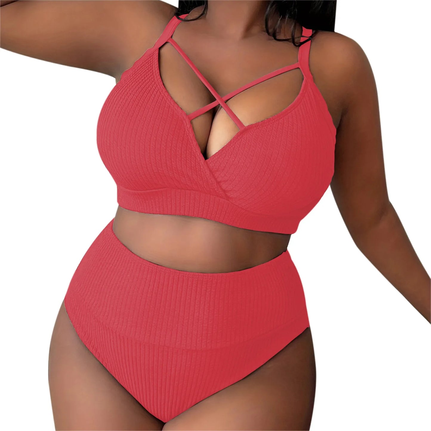 Plus Size Swimsuit Women Big Breast Bikini Set 2024 Sexy Two Pieces Bikinis High Waisted Swimwear Brazilian Bathing Suit