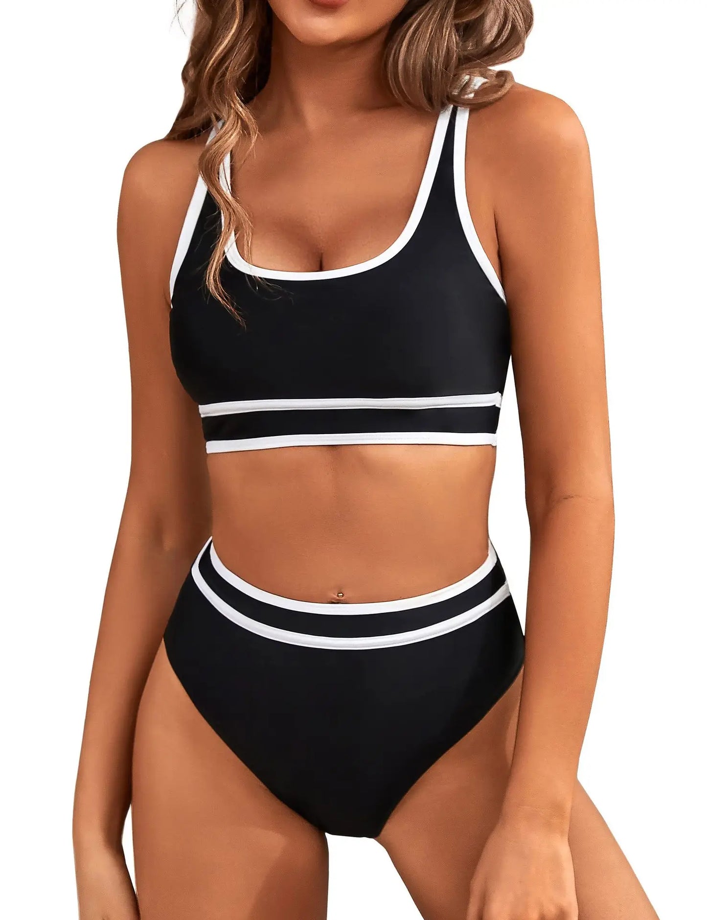 Sexy Solid Bikini 2024 Mujer High Cut Pleate Women's Swimsuit Separate Beach Bathing Suit High Waist Swimwear Biquini New