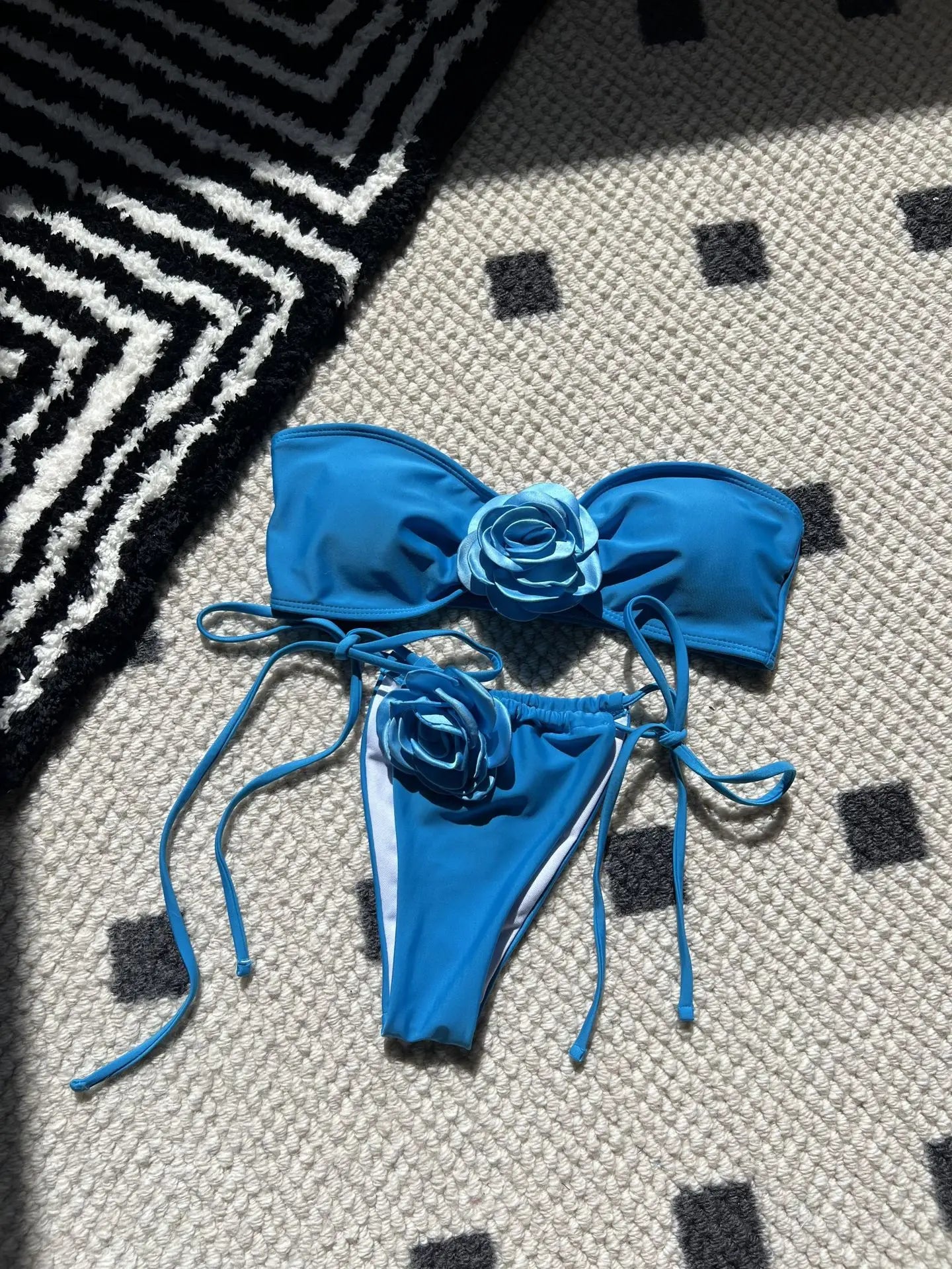 3D Flowers High Cut Bikini Female Swimsuit Women Swimwear Two-pieces Bikini set Bather Bathing Suit Swim