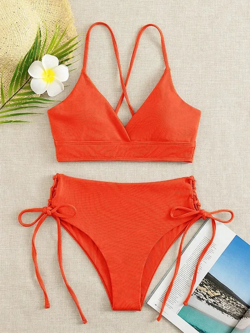 Sexy Bandage High Waist Brazilian Bikinis Sets Swimsuit Swimwear Swimming Suit for Women New Bikini Mujer Biquinis