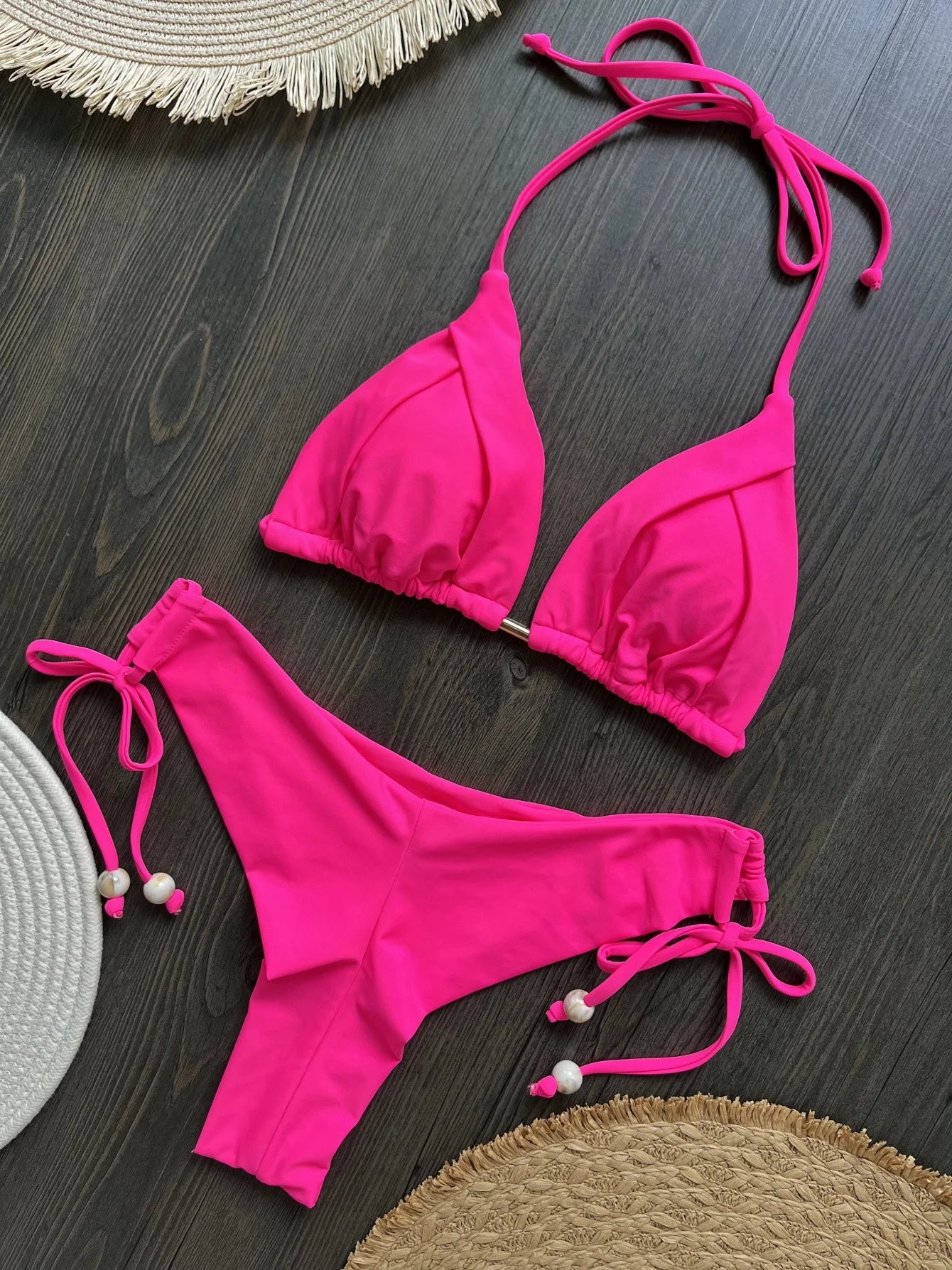 Sexy Yellow Bikini Set 2025 Women Halter Pleate Push Up Bra High Waist Swimsuit Brazilian Beach Bathing Suit Two Piece Swimwear