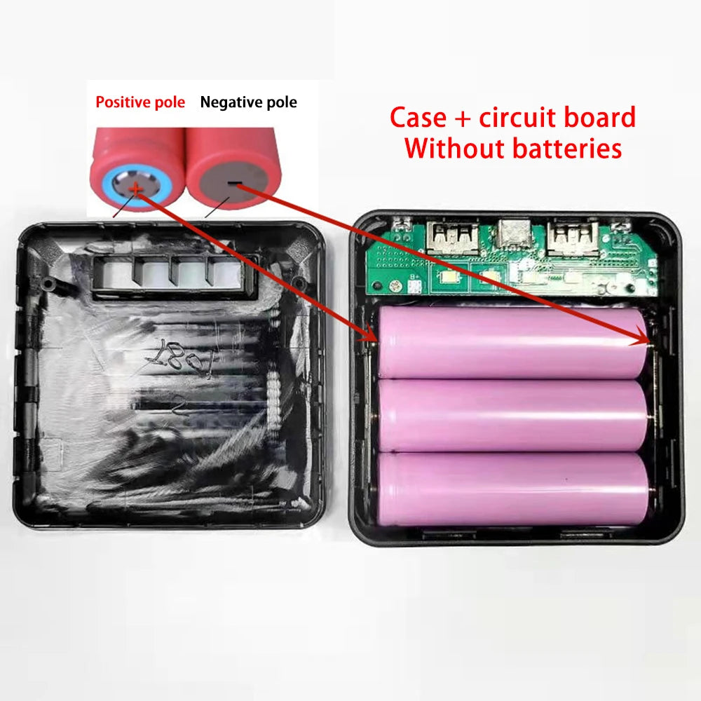 DIY 18650 Power Bank Case 4 in 1 Battery Charge Storage Box Shell Micro USB Type C with Flashlight For Charging Mobile Phones