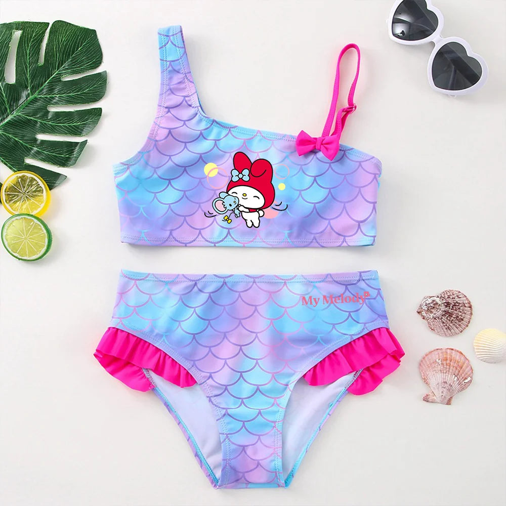 My Melody Girls Tankini Swimsuits Summer Beach wear Children Kids Wear Bathing Suits Two-pieces Bikini Dresses Fashion