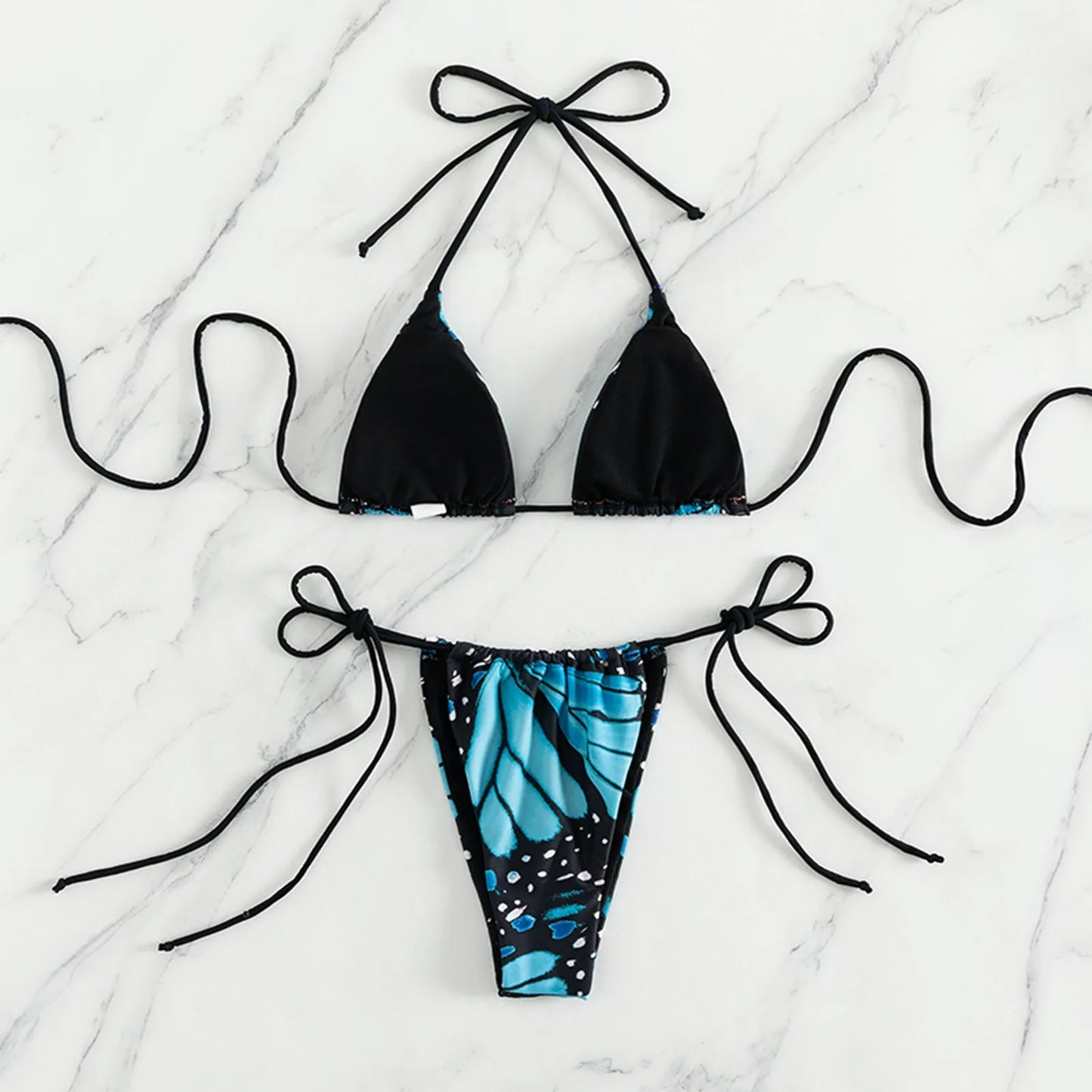 bikini Sexy Style Strap Printed Women's Swimsuit Triangle Tow-piece Tie Neck For Teenagers biquinis feminino tendência 2024