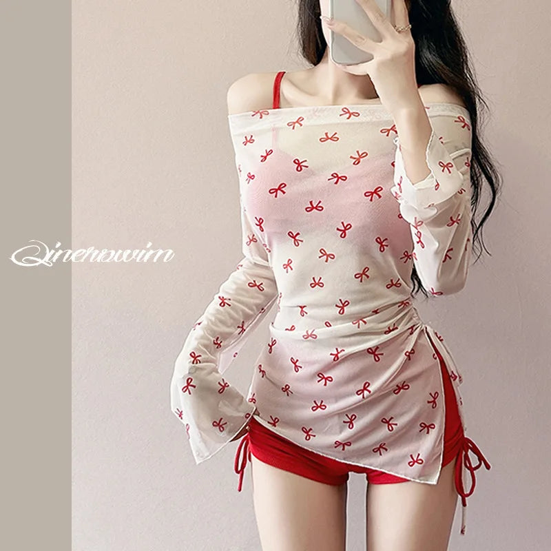 New Swimsuit Women's Split Three Piece Set Covers The Belly and Looks Slimmer, Gathers Small Breasts, Ins Style Hot Spring Bath