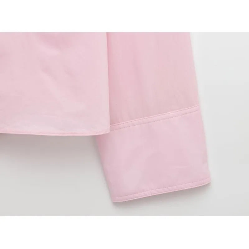 Women Poplin Shirt Spring Long Sleeve Female Shirts Casual Shoulder with Added Volume Pleated Women's Party Shirts & Blouses