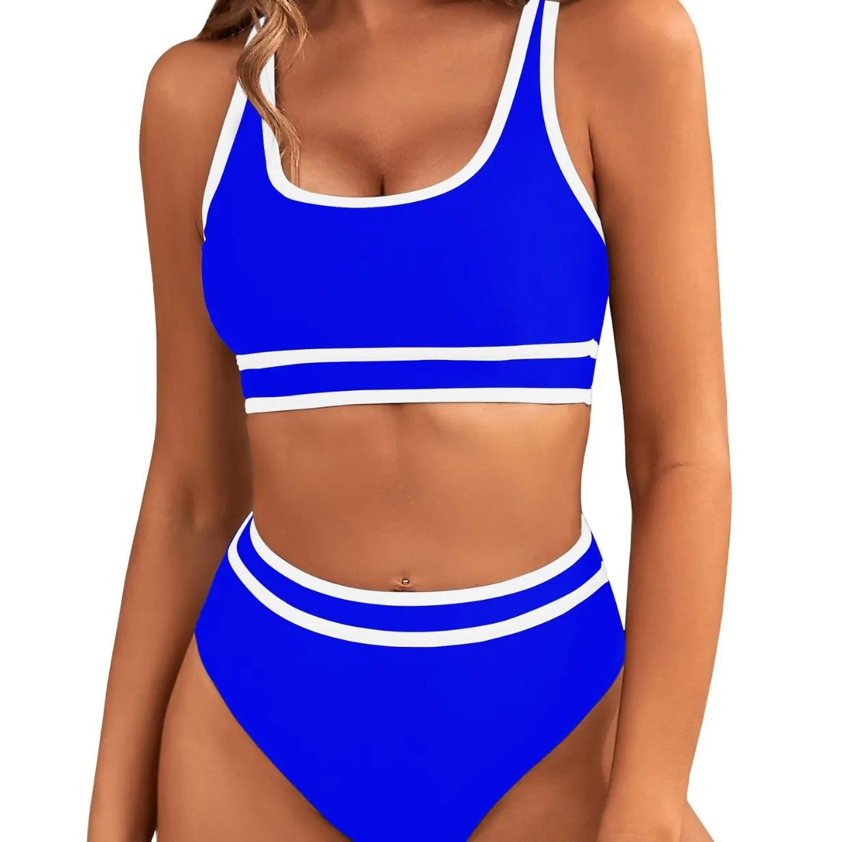 Sexy Solid Bikini 2024 Mujer High Cut Pleate Women's Swimsuit Separate Beach Bathing Suit High Waist Swimwear Biquini New