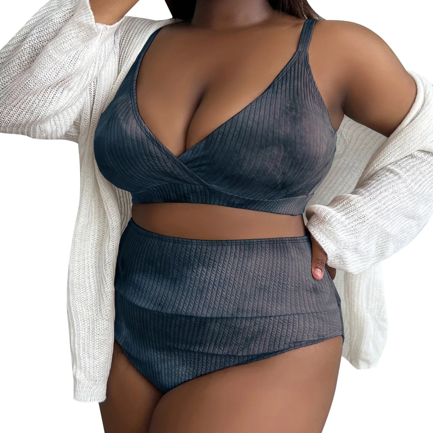 Plus Size Swimsuit Women Big Breast Bikini Set 2024 Sexy Two Pieces Bikinis High Waisted Swimwear Brazilian Bathing Suit