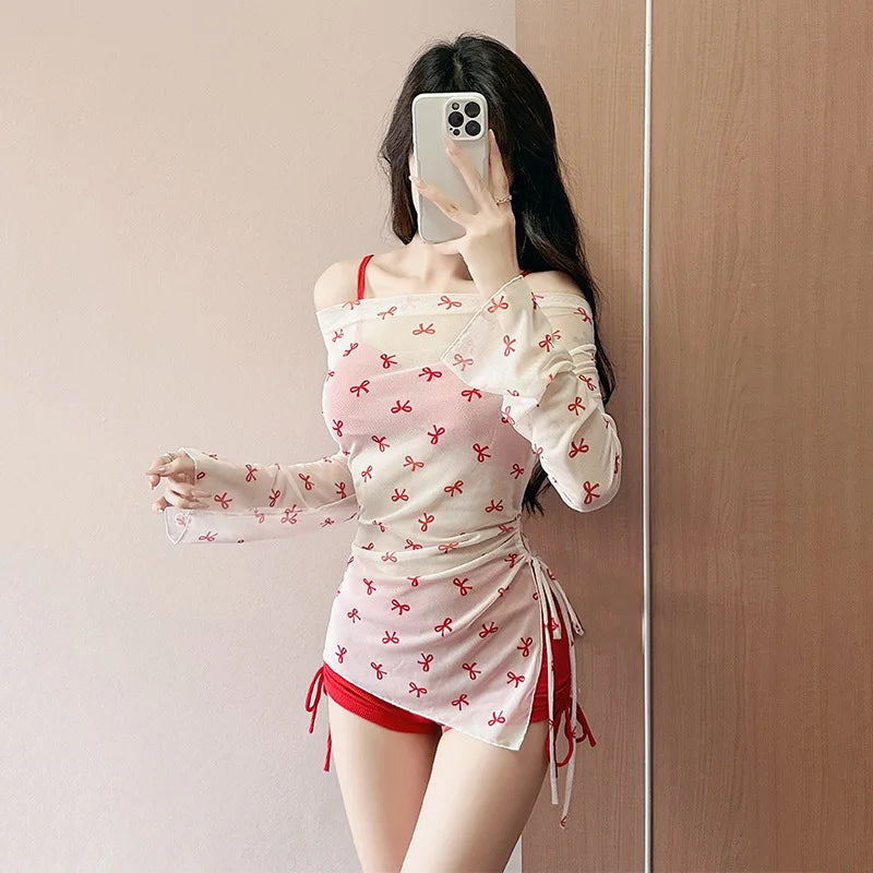 New Swimsuit Women's Split Three Piece Set Covers The Belly and Looks Slimmer, Gathers Small Breasts, Ins Style Hot Spring Bath