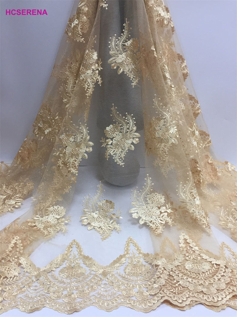 2025 Nigerian Embroidered Lace Fabric High Quality 5 Yards African Lace Fabric Lace Wedding Dress for Women party Dress .DIY SEWING