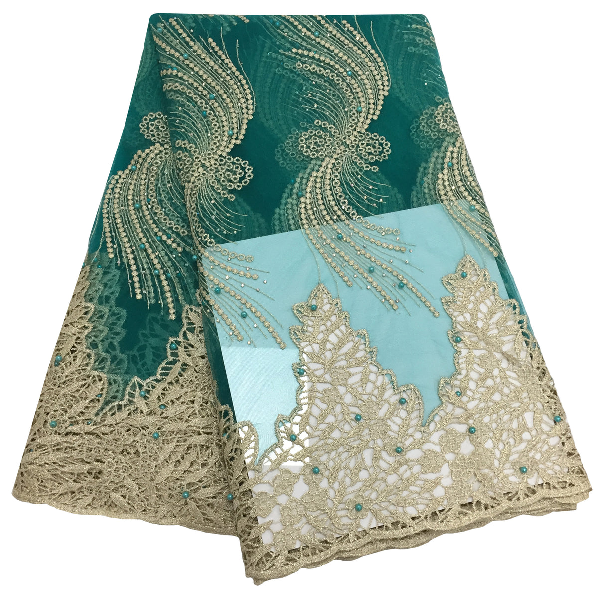 2025 Nigerian Embroidered African Lace Fabric for Wedding - No. 027, 5 Yards