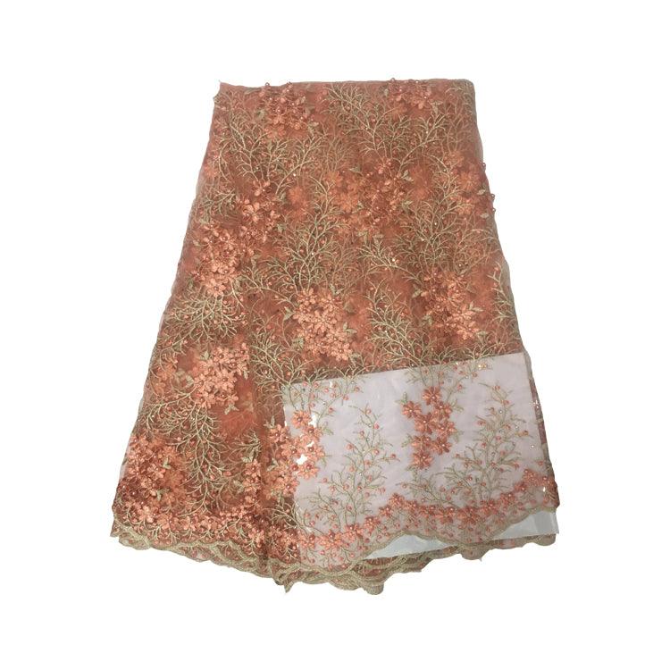 2025 Nigerian Embroidered African Lace Fabric for Wedding - No. 097, 5 Yards