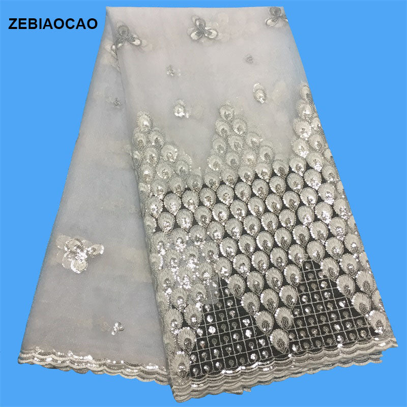 French African Lace Fabric 2025 With Beaded High Quality Embroidery For Women Wedding Dress Nigerian Lace Mesh Fabric 5 Yards
