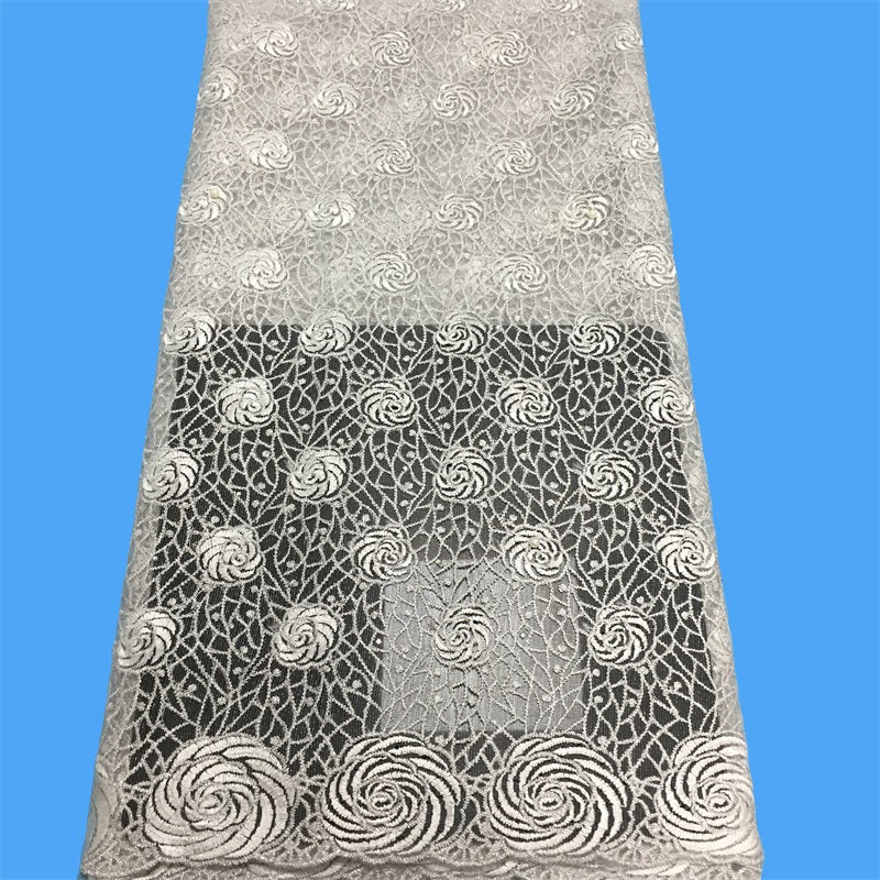 2025 Nigerian Embroidered African Lace Fabric for Wedding - No. 031, 5 Yards