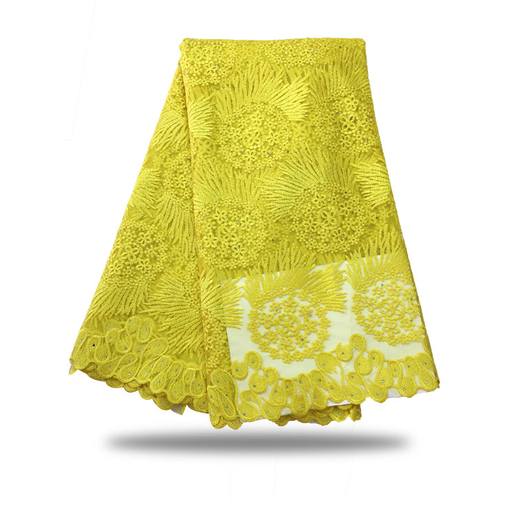 2025 Nigerian Embroidered African Lace Fabric for Wedding - No. 128, 5 Yards