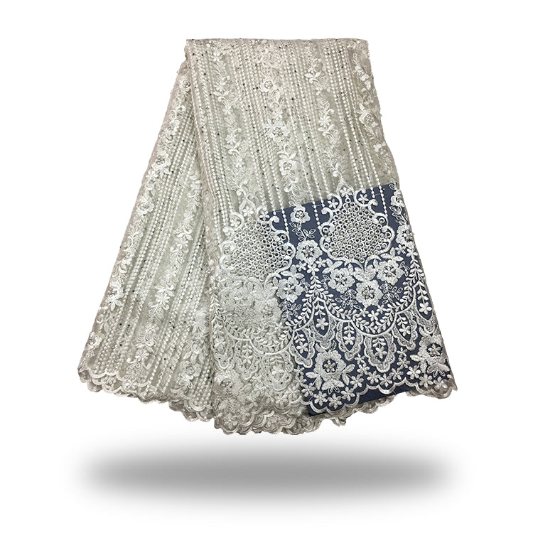 2025 Nigerian Embroidered African Lace Fabric for Wedding - No. 084, 5 Yards
