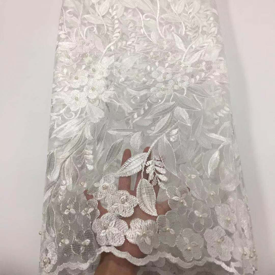 2025 Nigerian Embroidered African Lace Fabric for Wedding - No. 056, 5 Yards