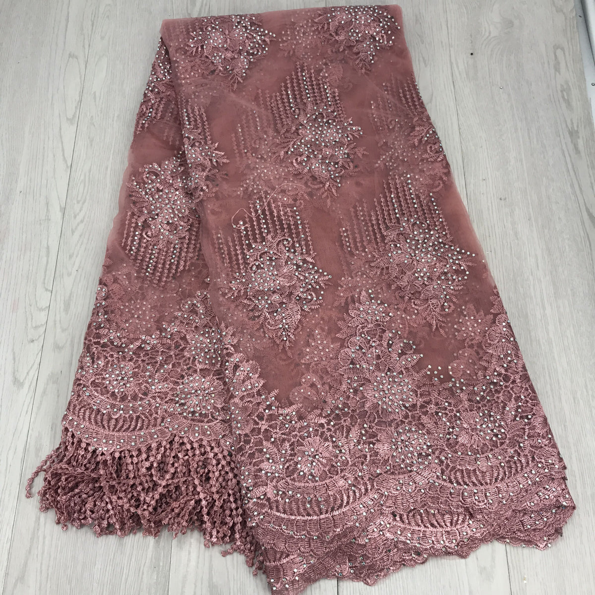 2025 Nigerian Embroidered African Lace Fabric for Wedding - No. 046, 5 Yards