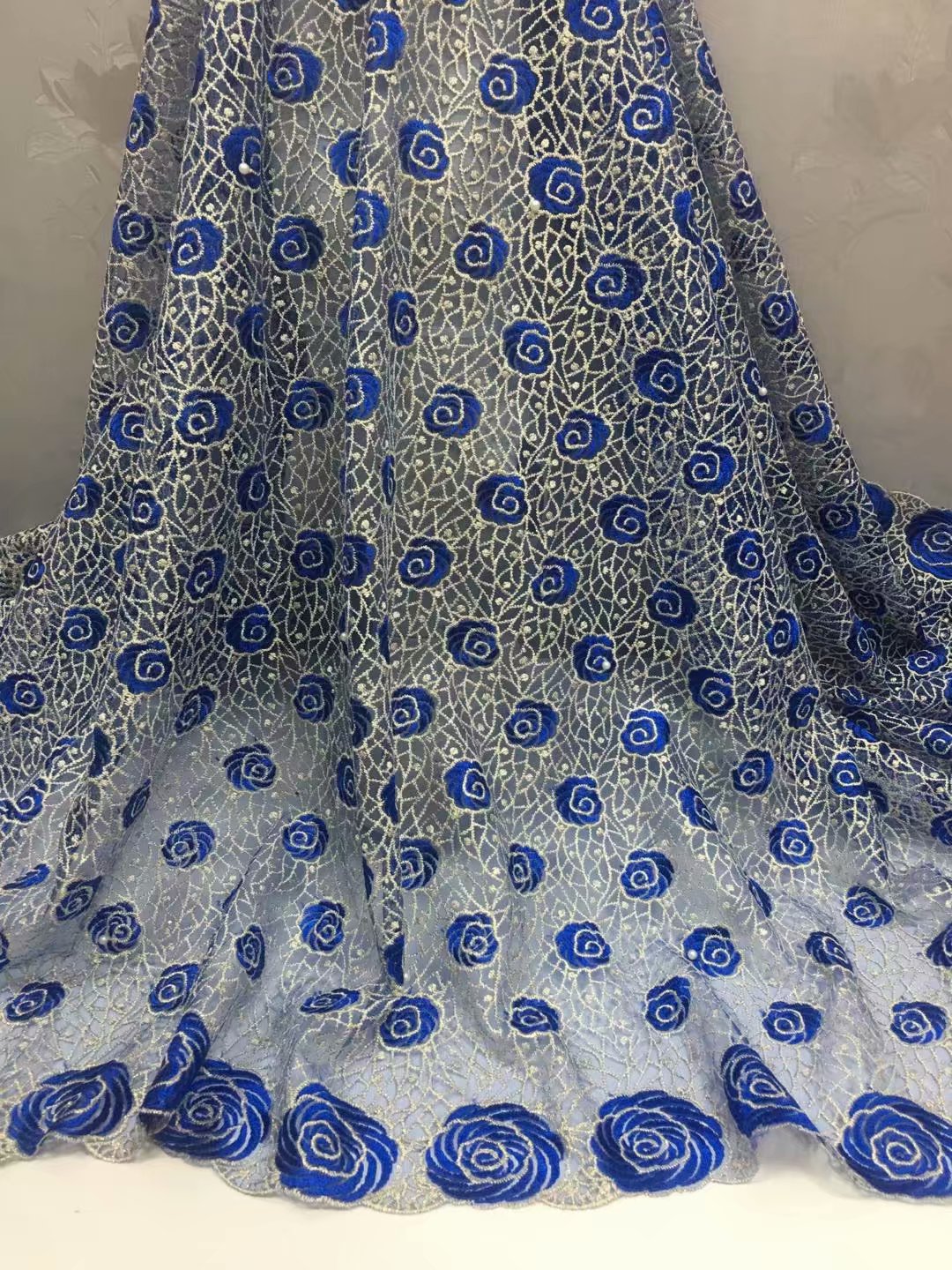 2025 Nigerian Embroidered African Lace Fabric for Wedding - No. 067, 5 Yards