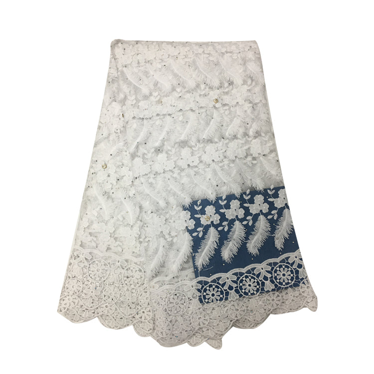 2025 Nigerian Embroidered African Lace Fabric for Wedding - No. 096, 5 Yards
