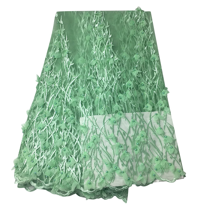 2025 Nigerian Embroidered African Lace Fabric for Wedding - No. 111, 5 Yards