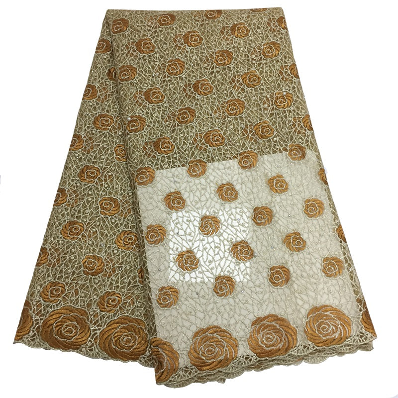 2025 Nigerian Embroidered African Lace Fabric for Wedding - No. 031, 5 Yards