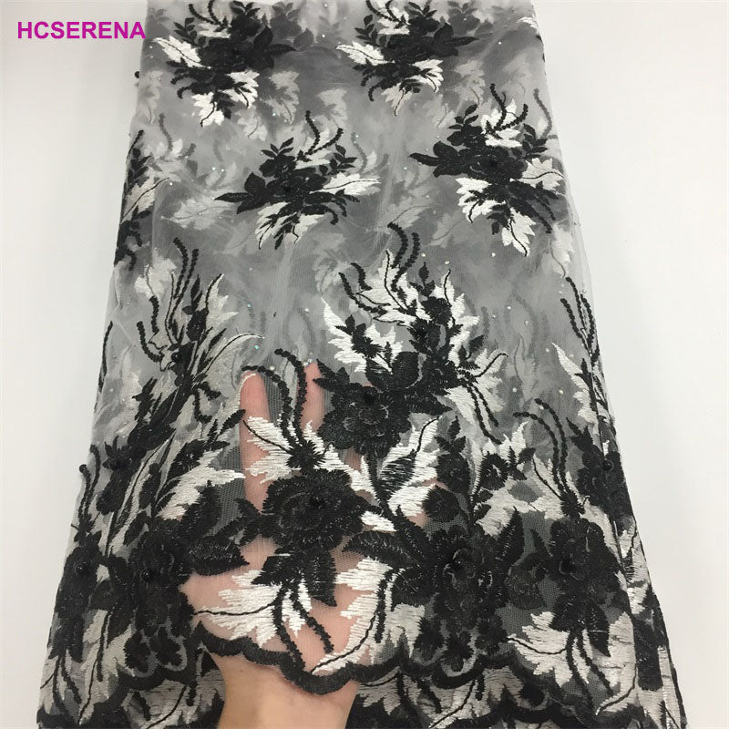 2025 Nigerian Embroidered  Lace Fabric High Quality 5 Yards African Lace Fabric Lace Wedding Dress for Women party Dress .DIY SEWING