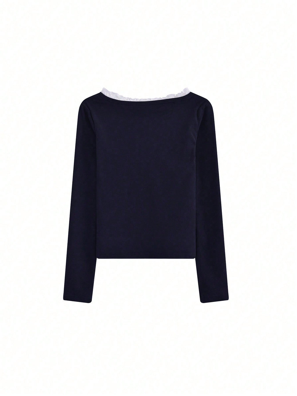 Women's Casual Tie Front Long Sleeve T-Shirt With Ruffle Hem, With Thermal Lined For Spring/Autumn/Winter