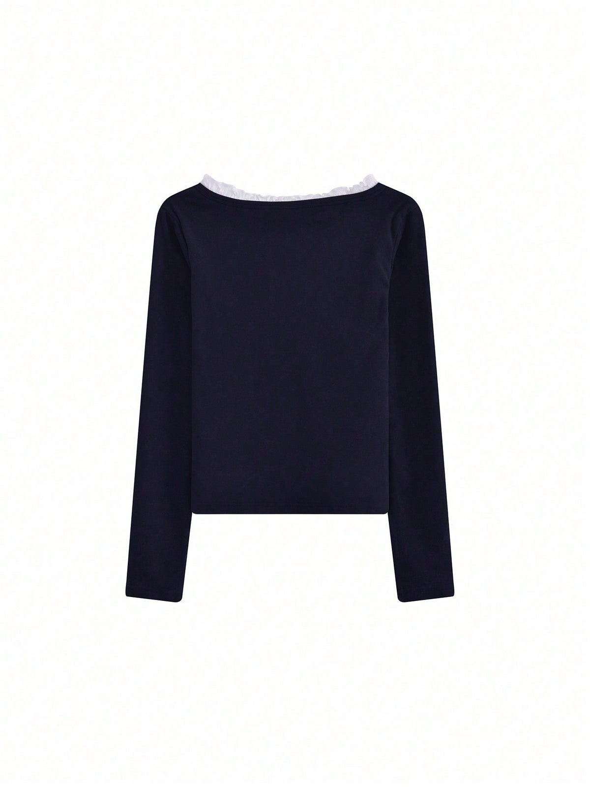 Women's Casual Tie Front Long Sleeve T-Shirt With Ruffle Hem, With Thermal Lined For Spring/Autumn/Winter