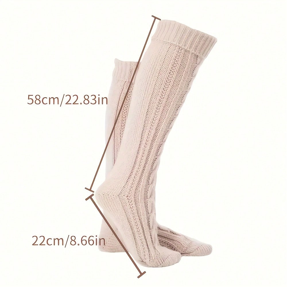 Women's Cable Knitted High Boot Socks Extra Long Winter Over Knee Stockings Leg Warmers