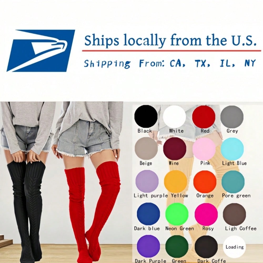 Women's Cable Knitted High Boot Socks Extra Long Winter Over Knee Stockings Leg Warmers