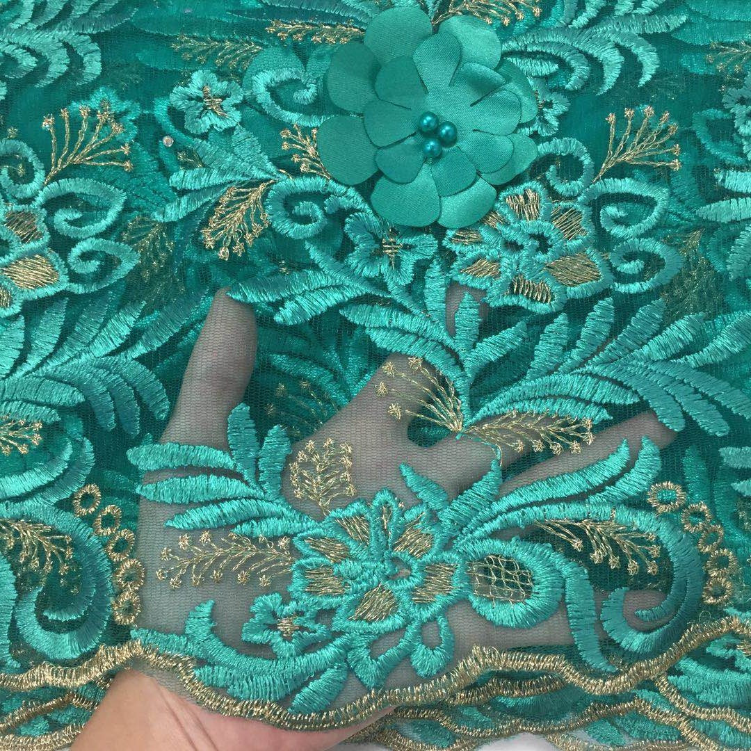 2025 Nigerian Embroidered African Lace Fabric for Wedding - No. 044, 5 Yards